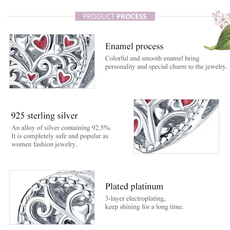 (bilde for) Pandora Style Silver Tree of Life Charm - BSC279 - Vis 8