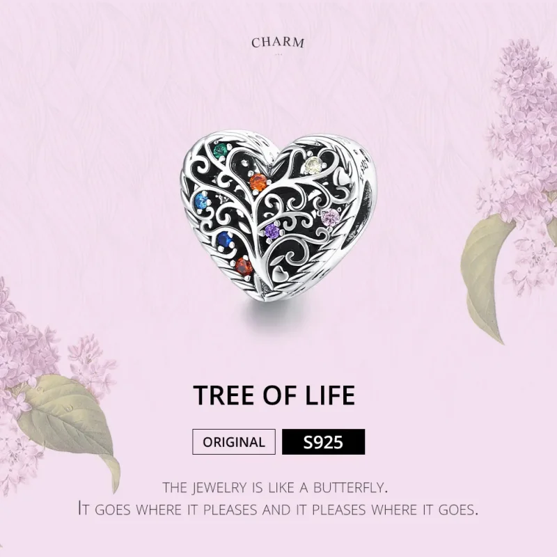 (bilde for) Pandora Style Silver Tree of Life Charm - SCC1608 - Vis 6
