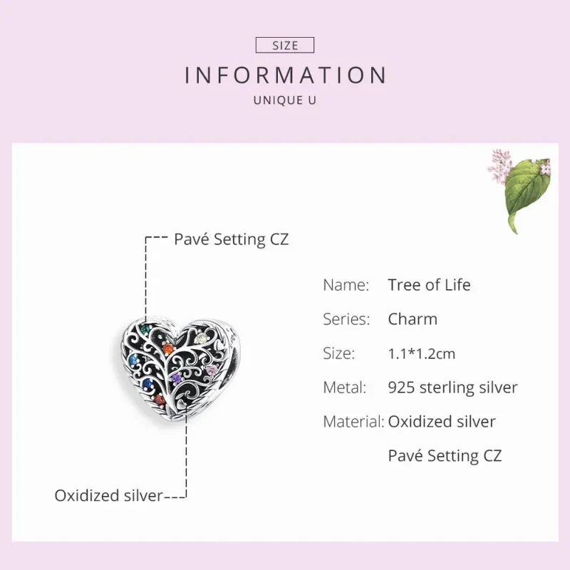 (bilde for) Pandora Style Silver Tree of Life Charm - SCC1608 - Vis 7