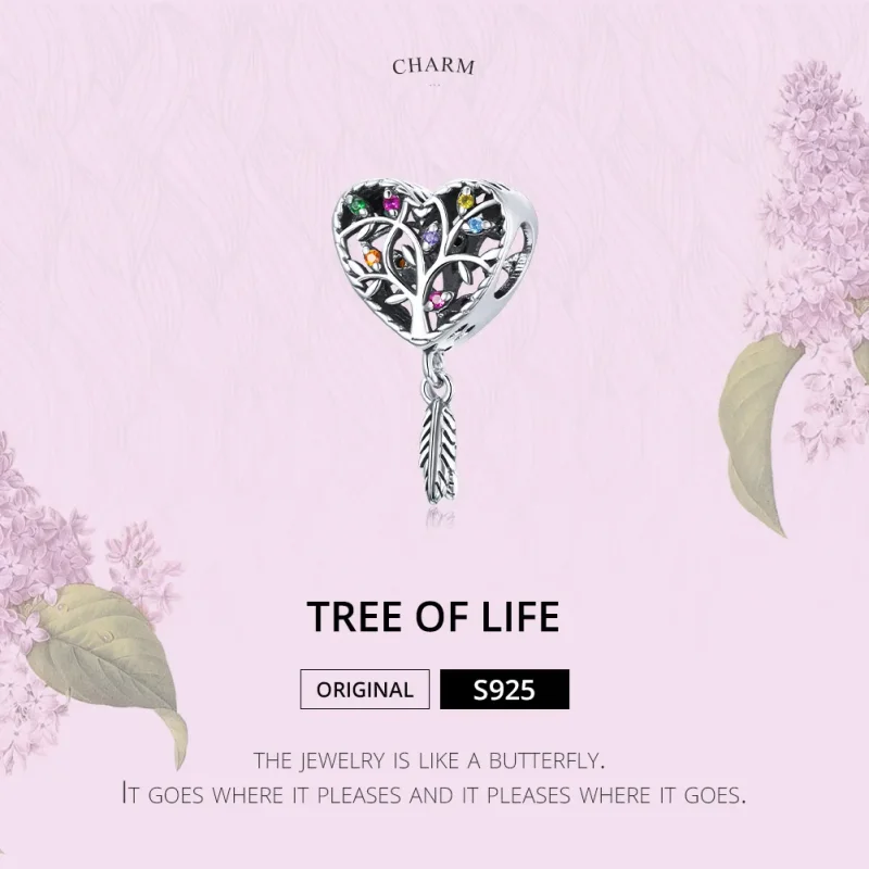(bilde for) Pandora Style Silver Tree of Life Charm - SCC1768 - Vis 6