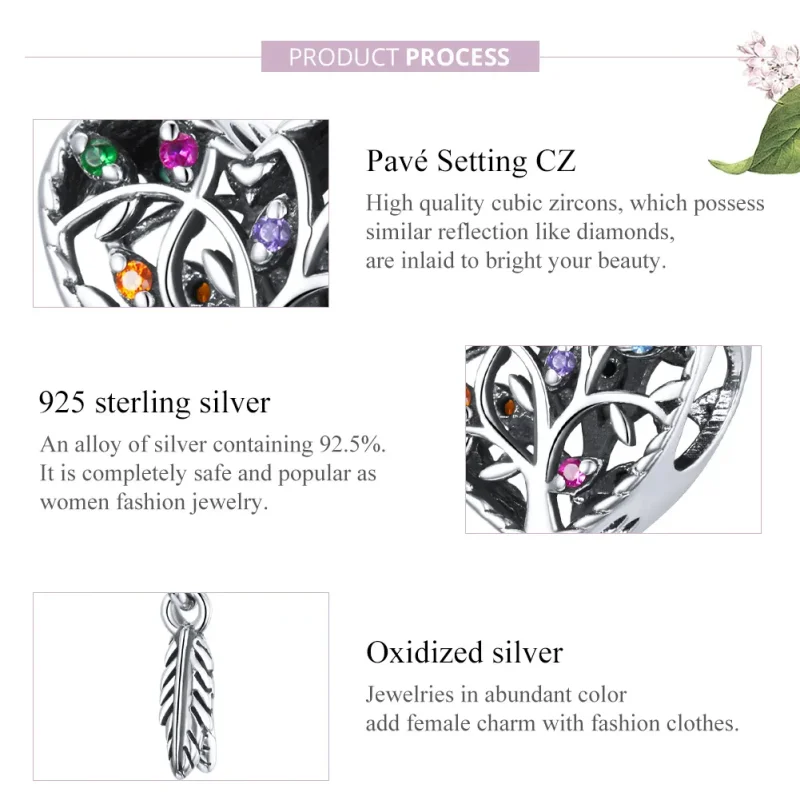 (bilde for) Pandora Style Silver Tree of Life Charm - SCC1768 - Vis 8