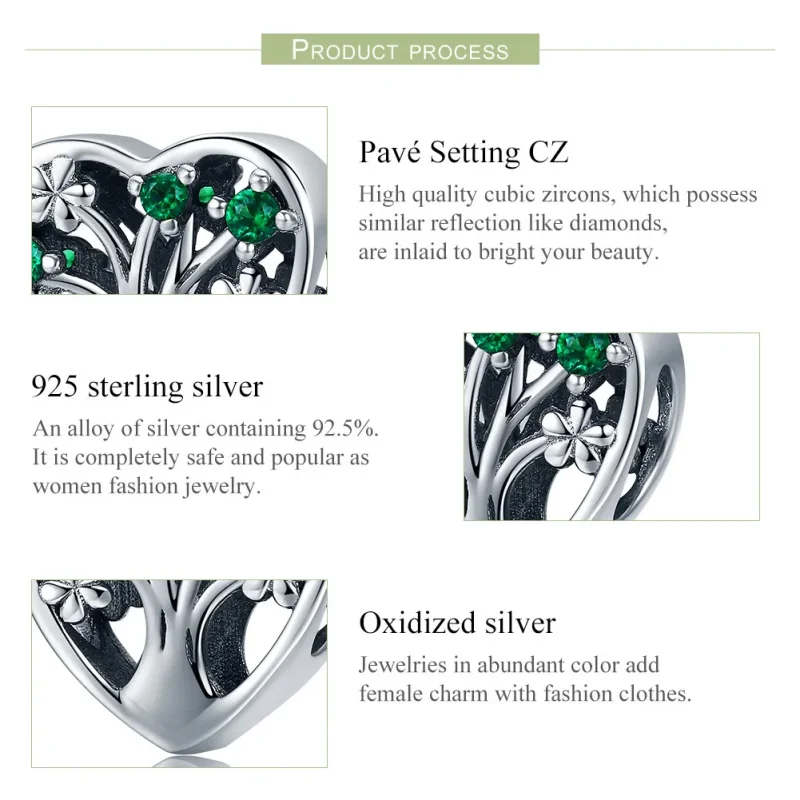 (bilde for) Pandora Style Silver Tree of Life Charm - SCC221 - Vis 6