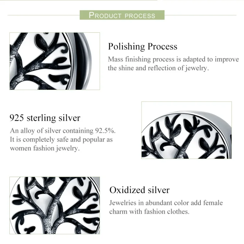 (bilde for) Pandora Style Silver Tree of Life Charm - SCC430 - Vis 6
