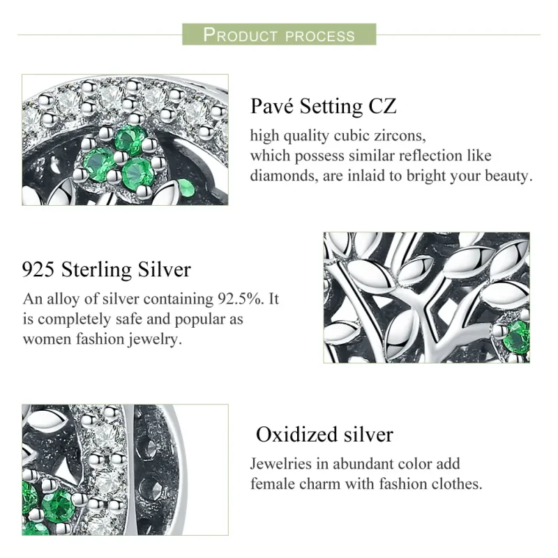 (bilde for) Pandora Style Silver Tree of Life Charm - SCC919 - Vis 7