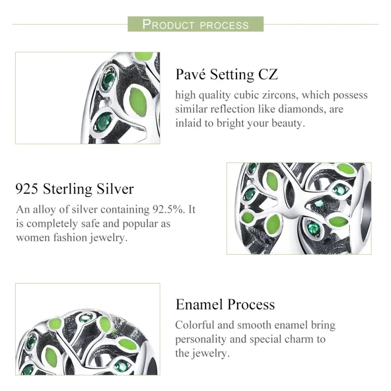 (bilde for) Pandora Style Silver Tree of Life Charm - SCC994 - Vis 7