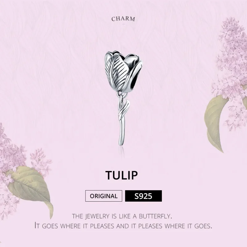 (bilde for) Pandora Style Silver Tulip Charm - SCC1514 - Vis 6