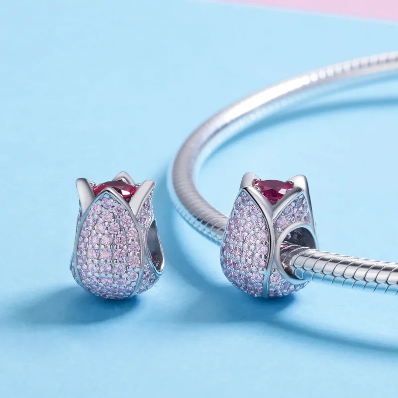 (bilde for) Pandora Style Silver Tulip Charm - SCC569 - Vis 5