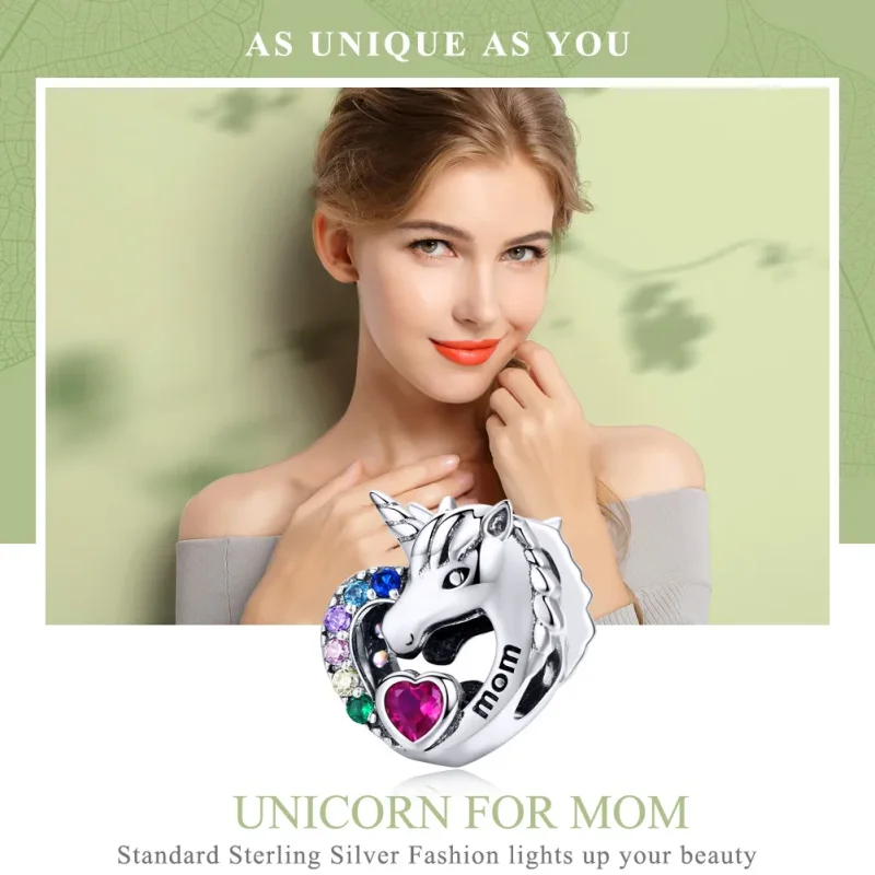 (bilde for) Pandora Style Silver Unicorn For Mom Charm - SCC1160 - Vis 2