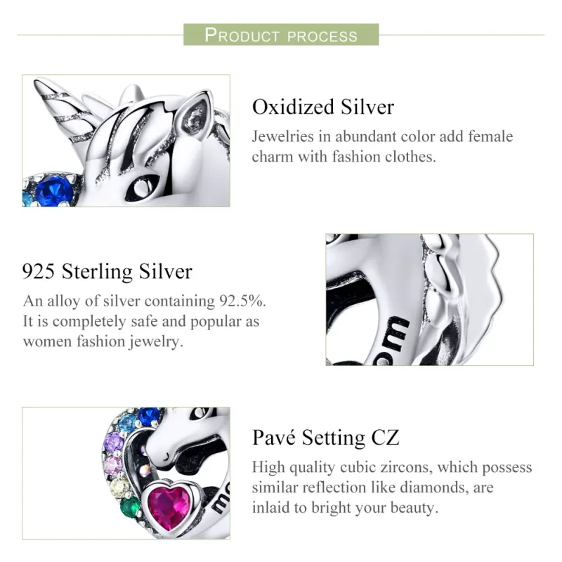 (bilde for) Pandora Style Silver Unicorn For Mom Charm - SCC1160 - Vis 4