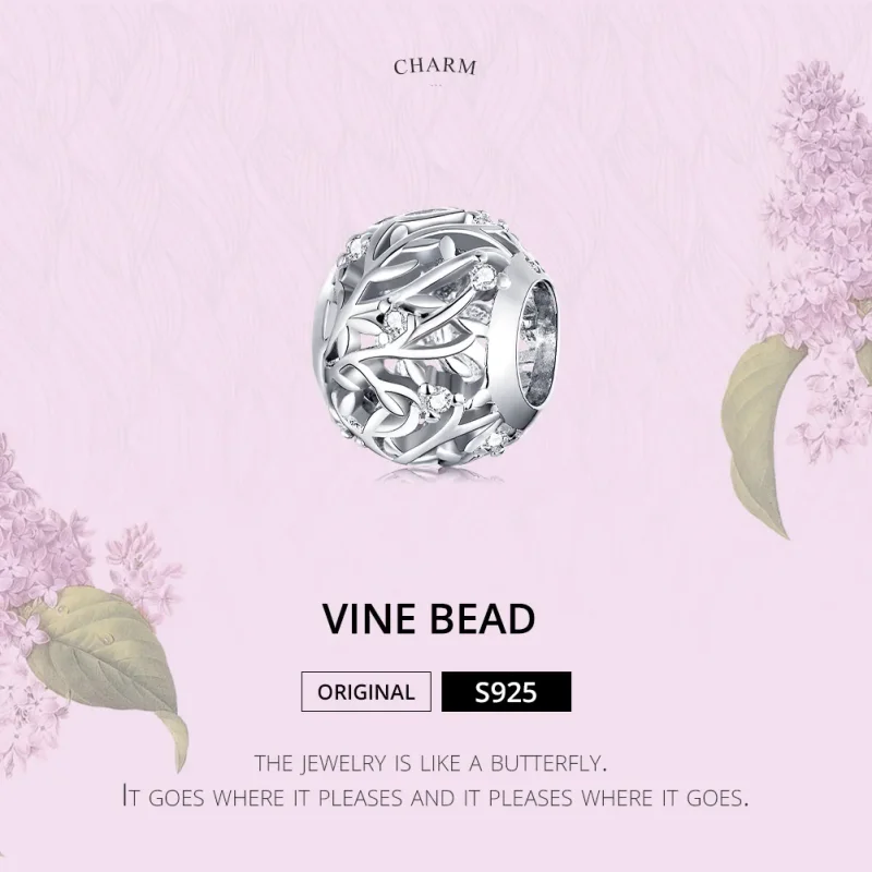 (bilde for) Pandora Style Silver Vine Charm - BSC256 - Vis 6