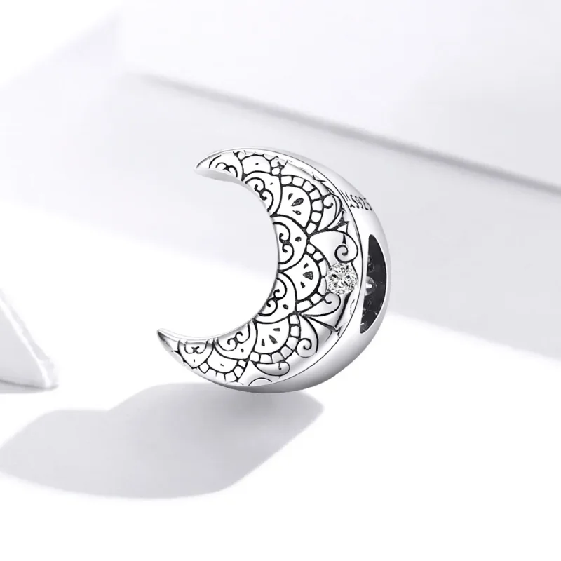 (bilde for) Pandora Style Silver Vine & Moon Charm - SCC1604 - Vis 2