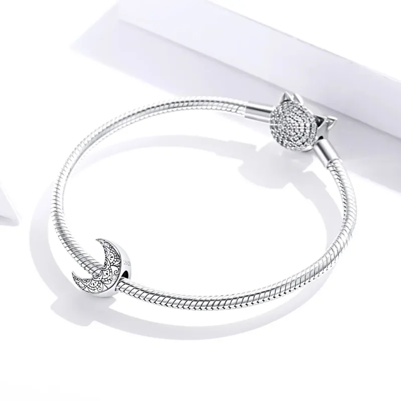 (bilde for) Pandora Style Silver Vine & Moon Charm - SCC1604 - Vis 3