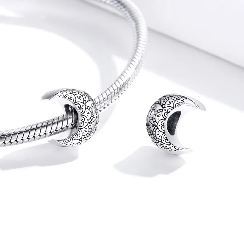 (bilde for) Pandora Style Silver Vine & Moon Charm - SCC1604 - Vis 4