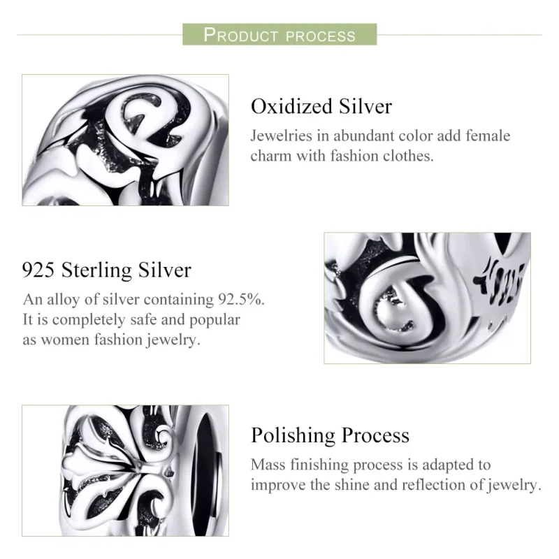 (bilde for) Pandora Style Silver Vintage Flower Spacer - SCC1139 - Vis 5