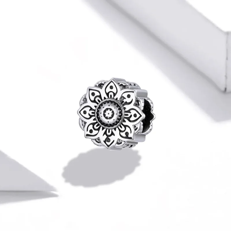 (bilde for) Pandora Style Silver Vintage Lotus Charm - SCC1823 - Vis 2