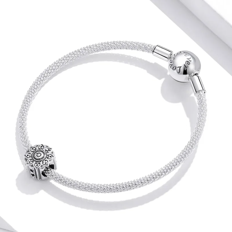 (bilde for) Pandora Style Silver Vintage Lotus Charm - SCC1823 - Vis 3