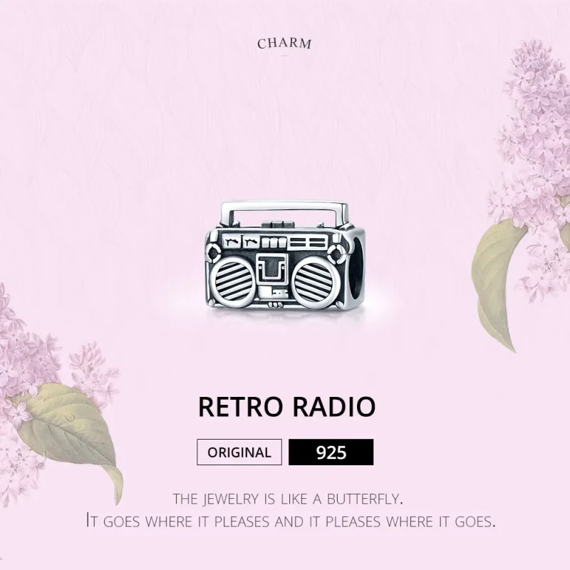 (bilde for) Pandora Style Silver Vintage Radio Charm - SCC1873 - Vis 8