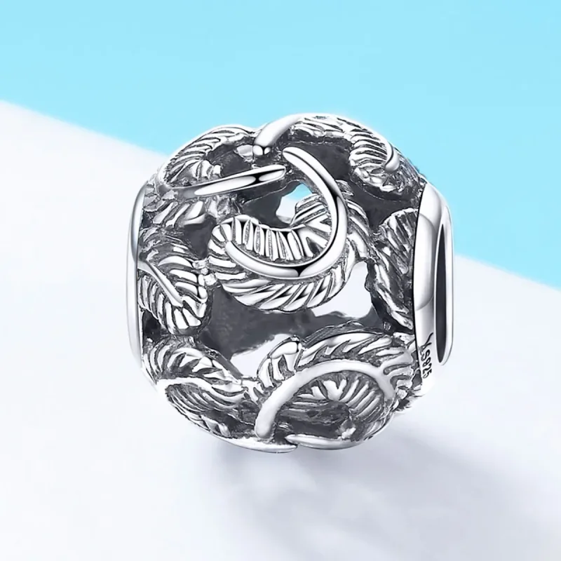 (bilde for) Pandora Style Silver Vintage Wings Charm - SCC810 - Vis 2