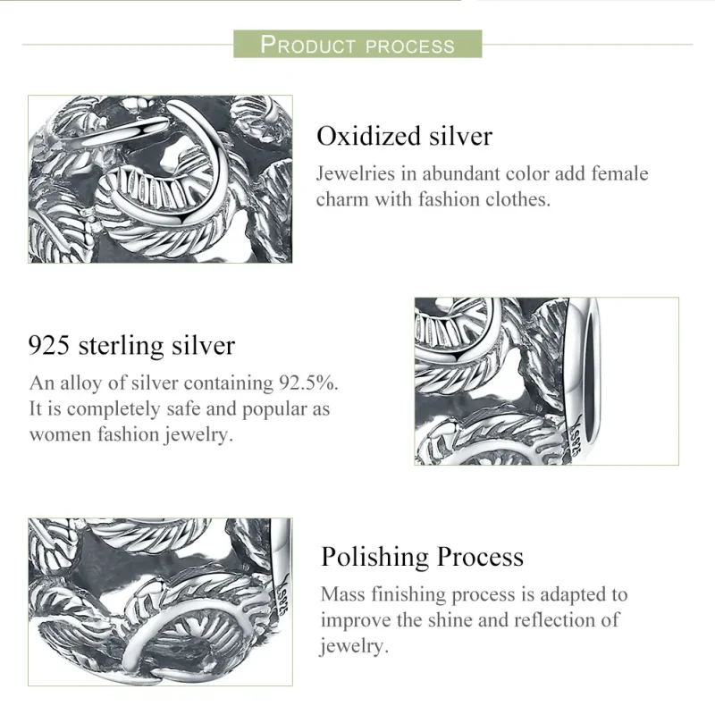 (bilde for) Pandora Style Silver Vintage Wings Charm - SCC810 - Vis 7