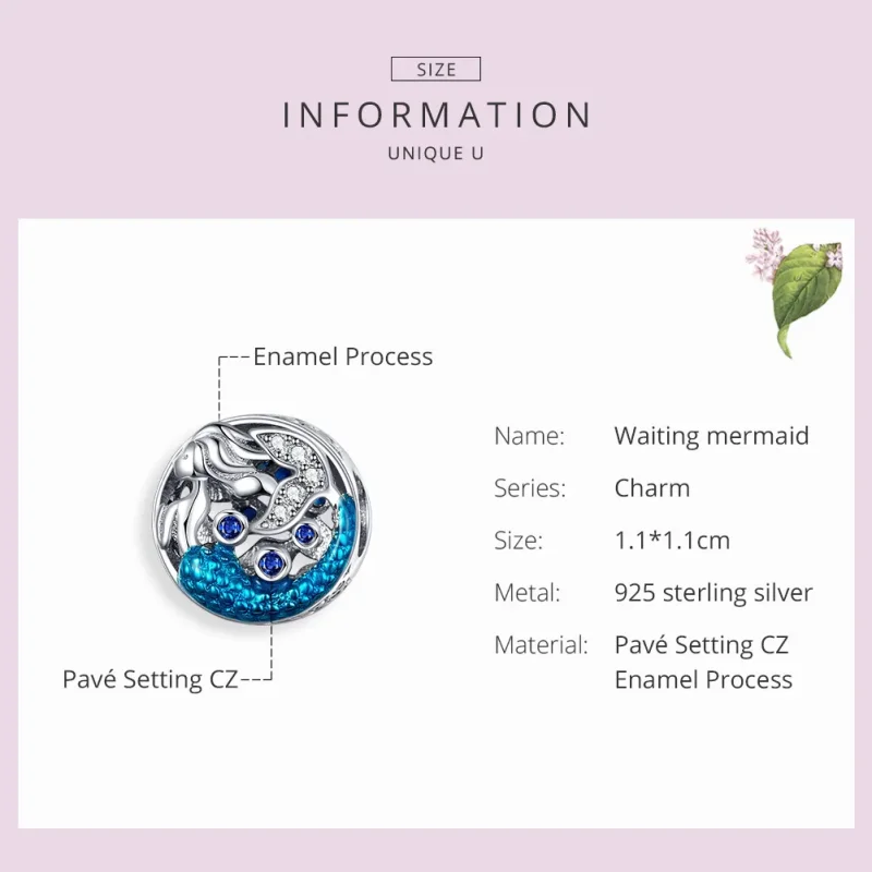 (bilde for) Pandora Style Silver Waiting For The Mermaid Charm - SCC1209 - Vis 3