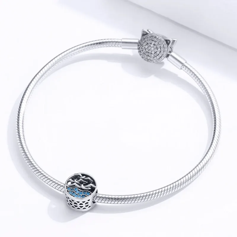 (bilde for) Pandora Style Silver Wave & Seagulls Charm - SCC1454 - Vis 3