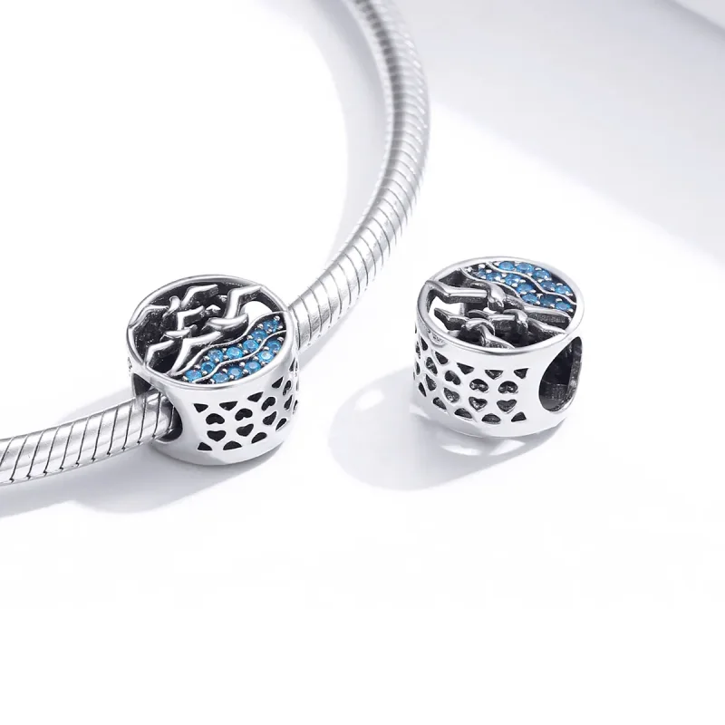 (bilde for) Pandora Style Silver Wave & Seagulls Charm - SCC1454 - Vis 4