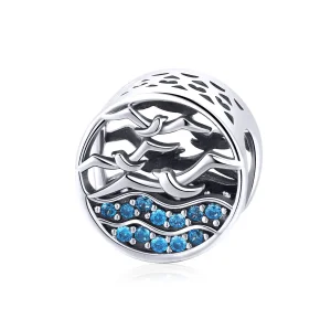 (bilde for) Pandora Style Silver Wave & Seagulls Charm - SCC1454