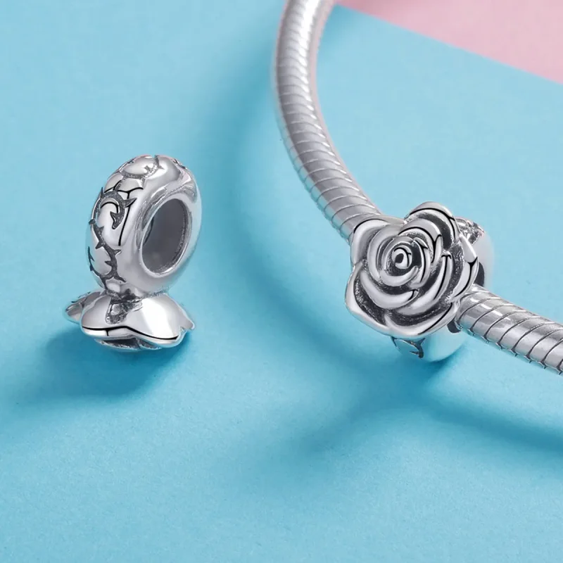 (bilde for) Pandora Style Silver White Rose Charm - SCC1101 - Vis 4