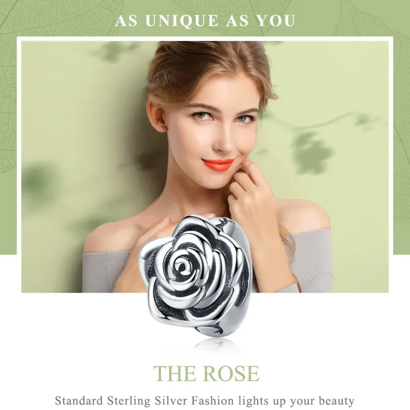 (bilde for) Pandora Style Silver White Rose Charm - SCC1101 - Vis 6