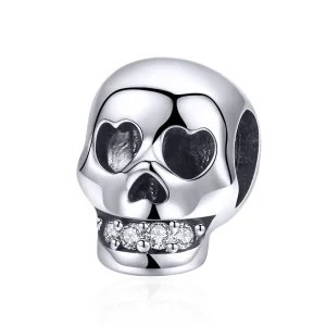 (bilde for) Pandora Style Silver White Skull Charm - SCC965