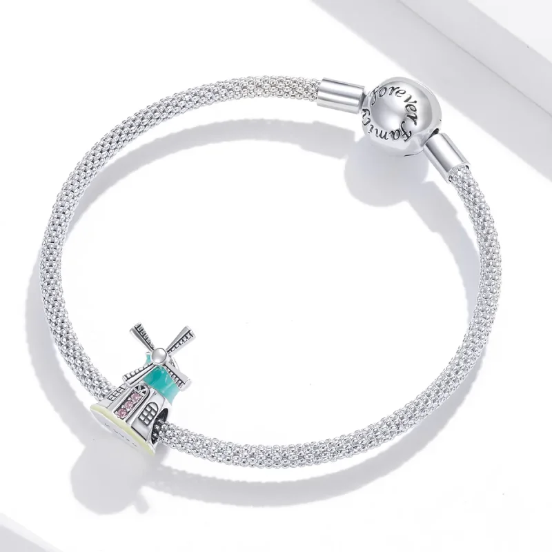 (bilde for) Pandora Style Silver Windmill Charm - SCC1739 - Vis 3