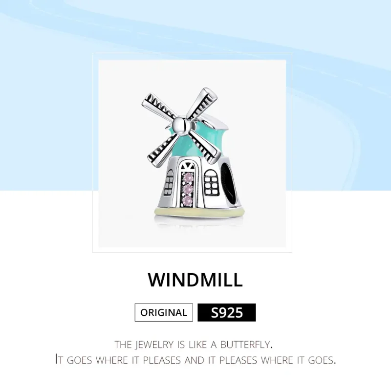 (bilde for) Pandora Style Silver Windmill Charm - SCC1739 - Vis 6