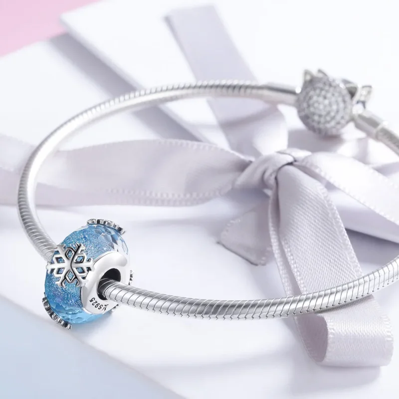 (bilde for) Pandora Style Silver Winter Frozen Snowflakes Charm - SCC862 - Vis 4