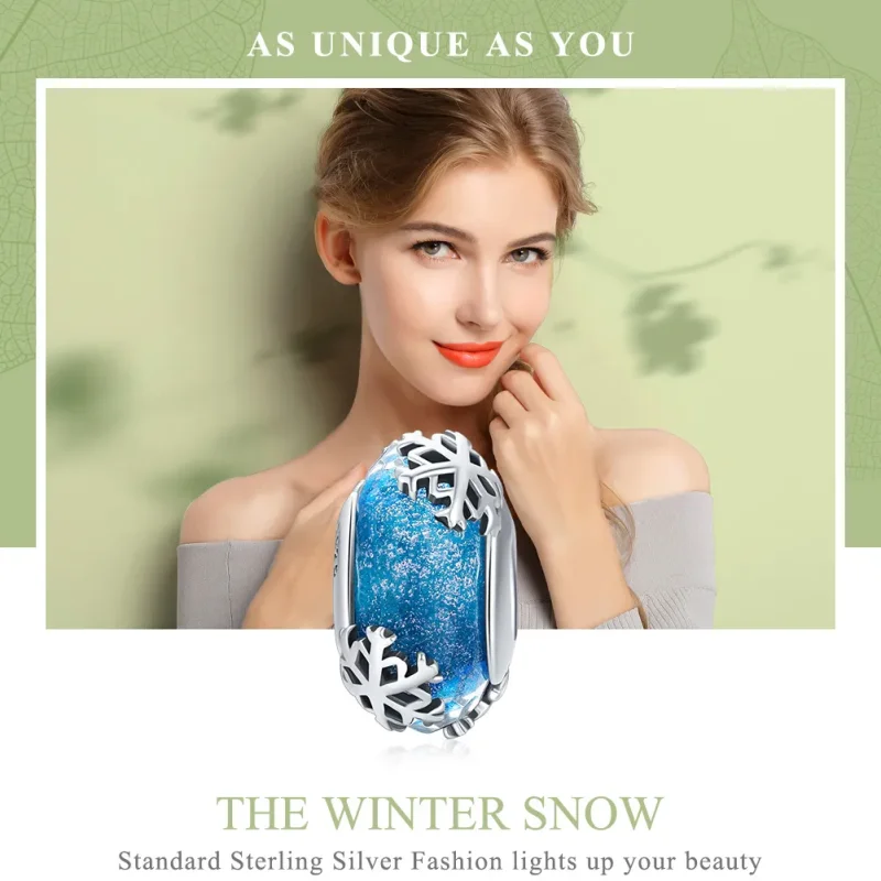 (bilde for) Pandora Style Silver Winter Frozen Snowflakes Charm - SCC862 - Vis 6