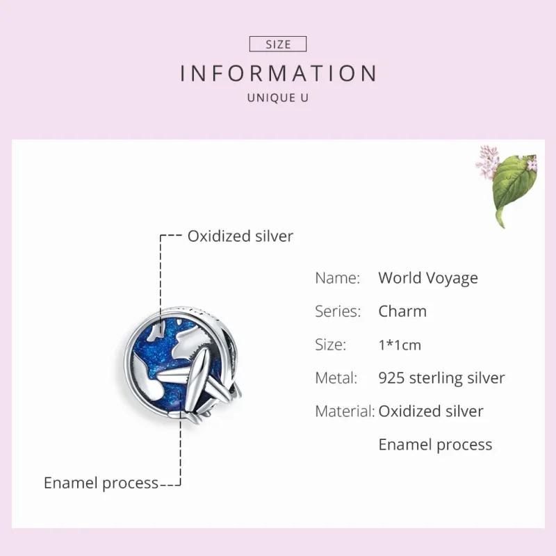 (bilde for) Pandora Style Silver World Voyage Charm - SCC1568 - Vis 7