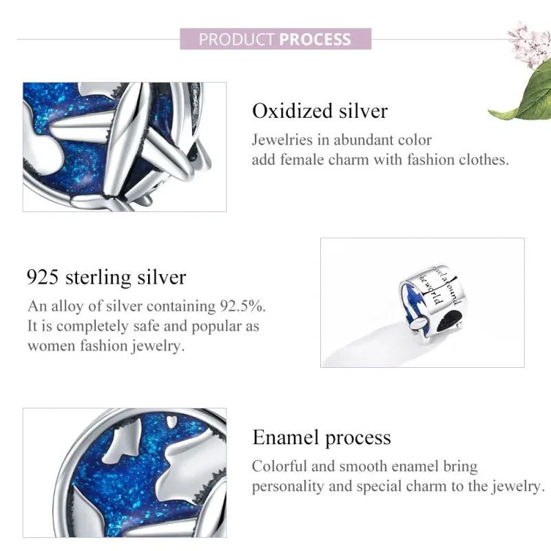 (bilde for) Pandora Style Silver World Voyage Charm - SCC1568 - Vis 8
