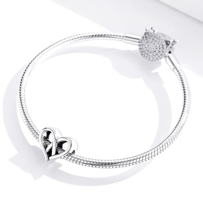 (bilde for) Pandora Style Silver You And Me Heart to Heart Charm - SCC1552 - Vis 2