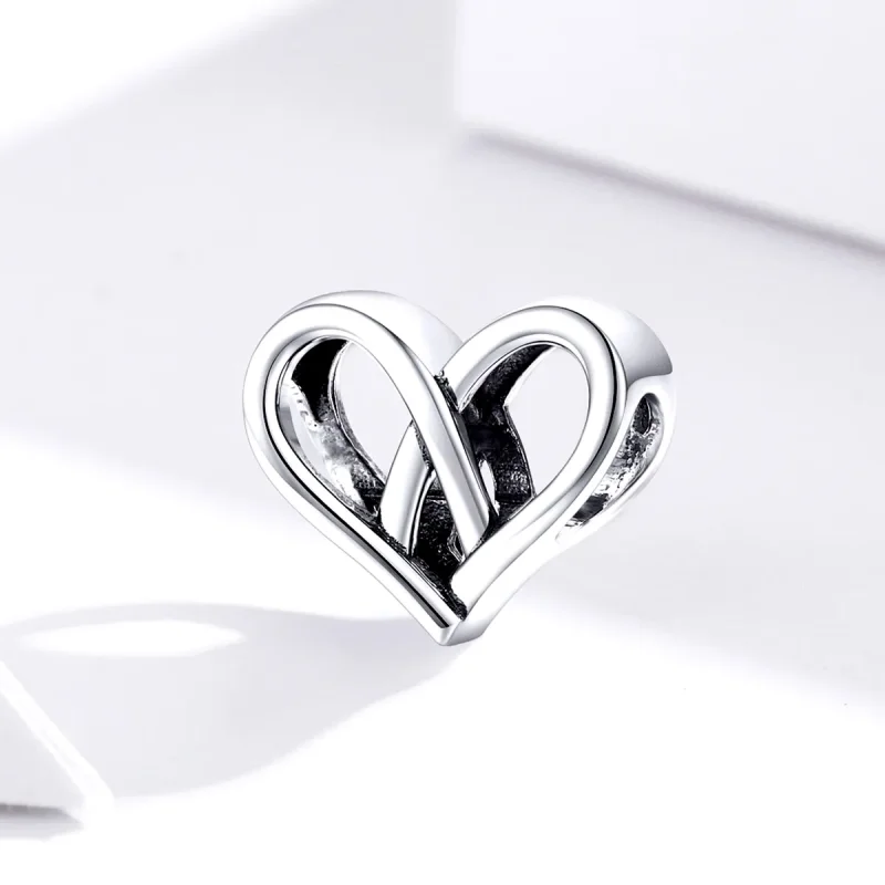 (bilde for) Pandora Style Silver You And Me Heart to Heart Charm - SCC1552 - Vis 3