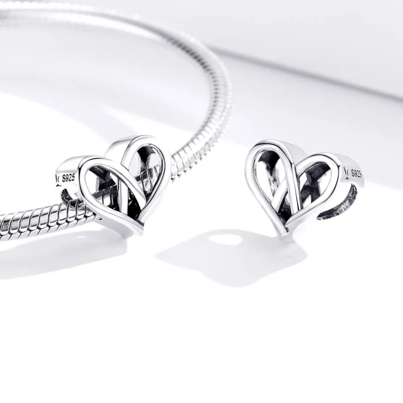 (bilde for) Pandora Style Silver You And Me Heart to Heart Charm - SCC1552 - Vis 4