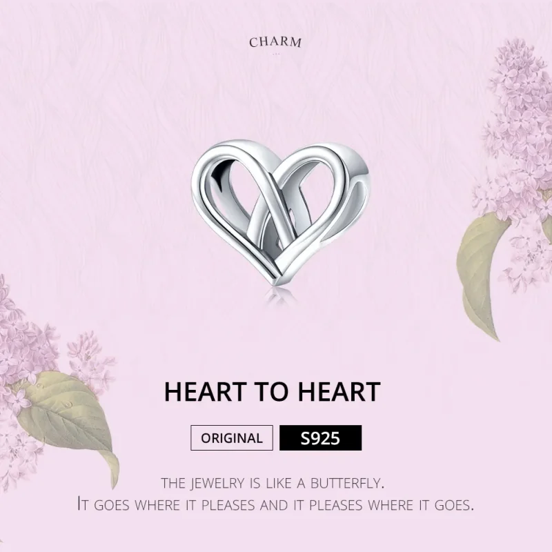 (bilde for) Pandora Style Silver You And Me Heart to Heart Charm - SCC1552 - Vis 6