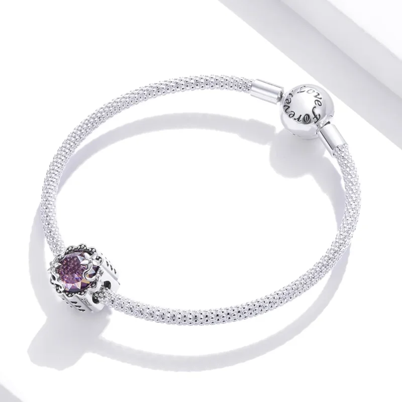 (bilde for) Pandora Style Sølv Ametyst Mønster Charm - SCC1796 - Vis 3