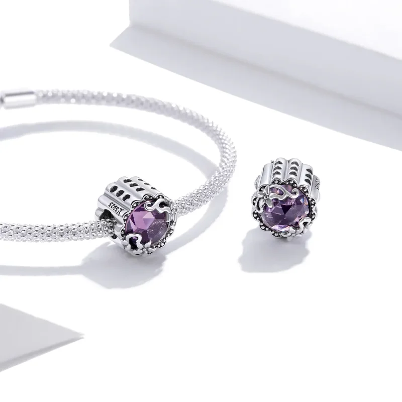 (bilde for) Pandora Style Sølv Ametyst Mønster Charm - SCC1796 - Vis 4