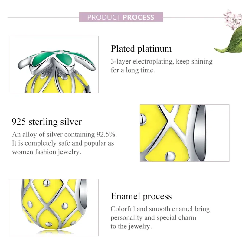 (bilde for) Pandora Style Sølv Ananas Charm - BSC128 - Vis 7