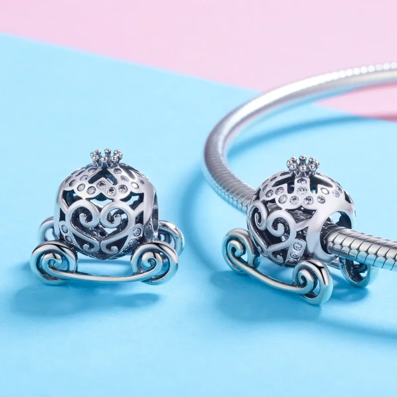 (bilde for) Pandora Style Sølv Askepotts Pumpkin Car Charm - SCC792 - Vis 3