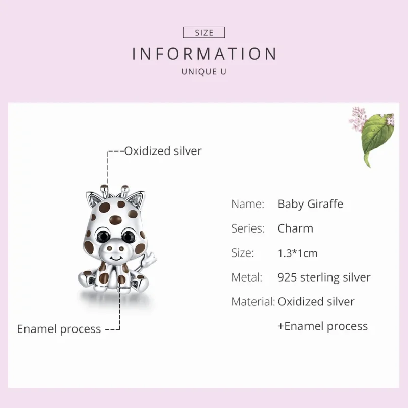 (bilde for) Pandora Style Sølv Baby Giraffe Charm - SCC1691 - Vis 7