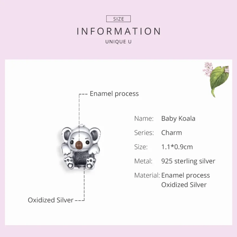 (bilde for) Pandora Style Sølv Baby Koala Charm - SCC1304 - Vis 3