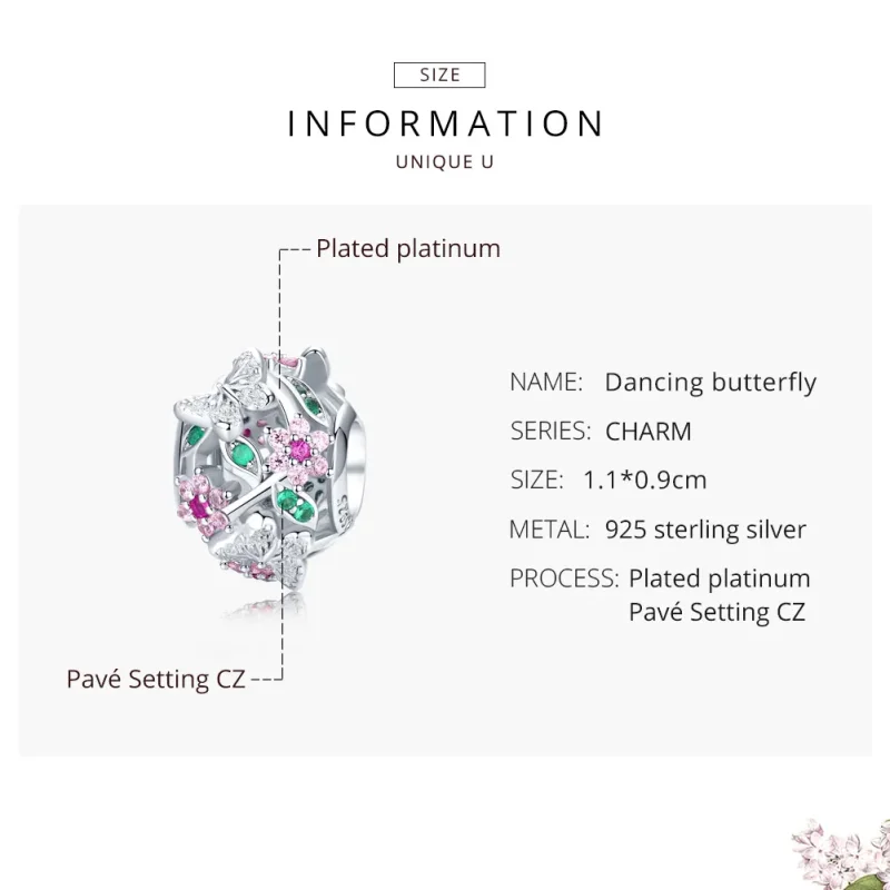(bilde for) Pandora Style Sølv Dansende Sommerfugl Charm - BSC116 - Vis 7