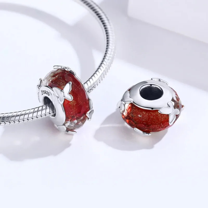 (bilde for) Pandora Style Sølv Dansende Sommerfugl Murano Glass Charm - SCC1256 - Vis 4