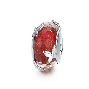 (bilde for) Pandora Style Sølv Dansende Sommerfugl Murano Glass Charm - SCC1256