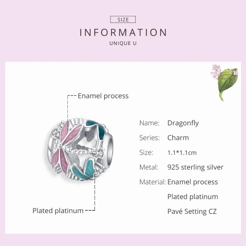 (bilde for) Pandora Style Sølv Dragonfly Charm - BSC198 - Vis 7